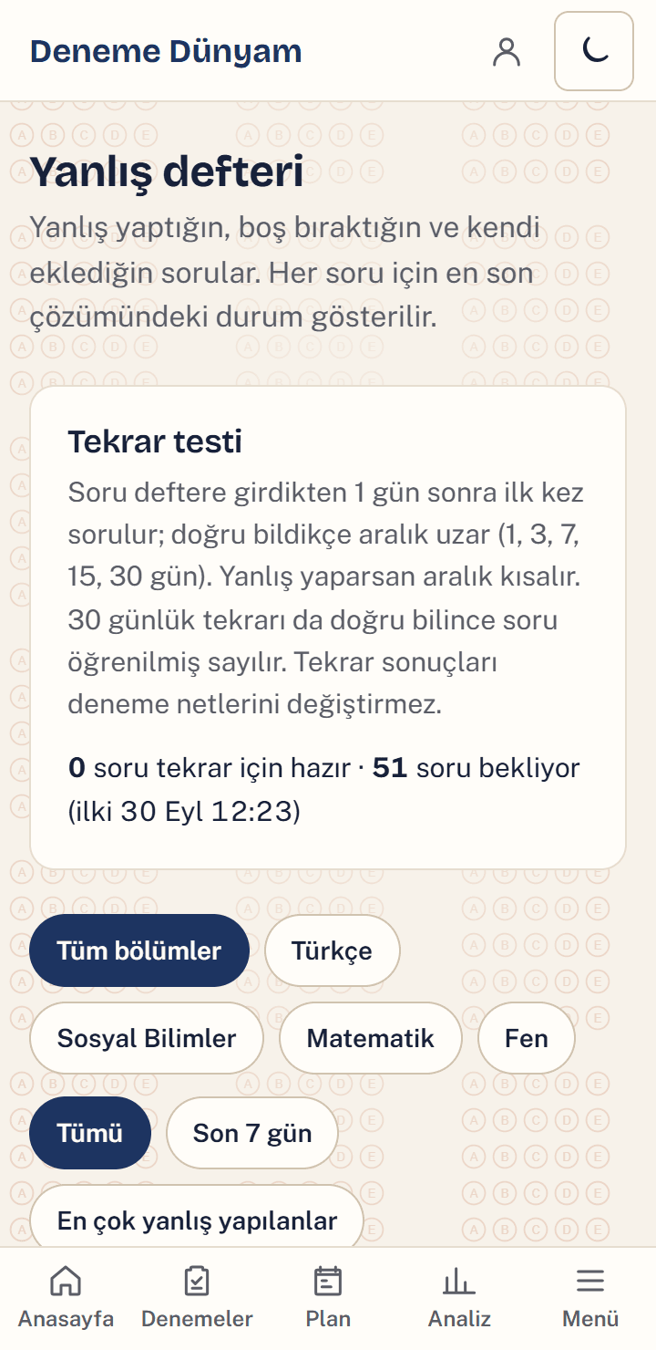 Telefonda yanlış defteri ekranı
